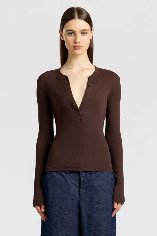 COTTONCITIZEN Shirts<Verona Henley Chocolate