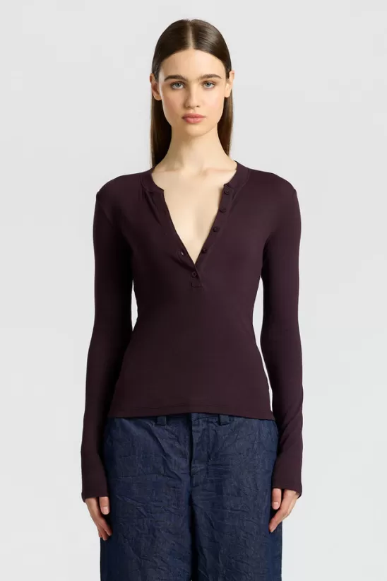 COTTONCITIZEN Shirts<Verona Henley Eggplant