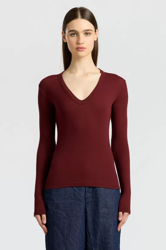 COTTONCITIZEN Shirts<Verona U-Neck Shirt RedWine